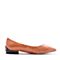 BELLE/百丽橙色皱漆皮牛皮浅口低跟尖头女单鞋18131AQ8