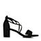 BELLE/百丽专柜同款黑色羊绒皮革女凉鞋BLAC5BL8