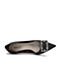 BELLE/百丽专柜同款黑色方钻装饰沙丁布尖头细跟女单鞋BVA03CQ8
