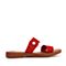 BELLE/百丽专柜同款红色牛皮革平底沙滩鞋女拖鞋S5X2DBT8