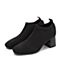 BELLE/百丽专柜同款黑色闪光弹力布粗高跟袜鞋女单鞋BC220CM8