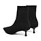 BELLE/百丽瘦瘦靴专柜同款黑色飞织帮面小猫跟袜靴女中靴 BA460DZ8