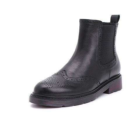 BELLE/百丽商场同款羊皮革切尔西靴女短靴S9T1DDD8