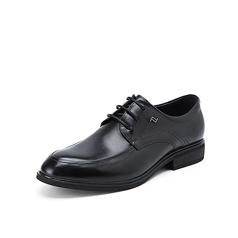 BELLE/百丽黑色牛皮革商务正装系带男皮鞋39851CM8