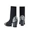 BELLE/百丽瘦瘦靴专柜同款弹力布袜靴尖头粗跟女西部靴BVQ63DZ8