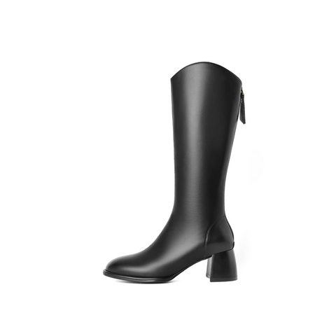 百丽时尚弹力靴女2023冬新商场同款粗跟增高长筒靴A2L1DDG3