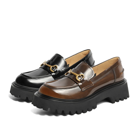 百丽气质职场乐福鞋女2024春新商场同款真皮金属扣单鞋BMM28AA4