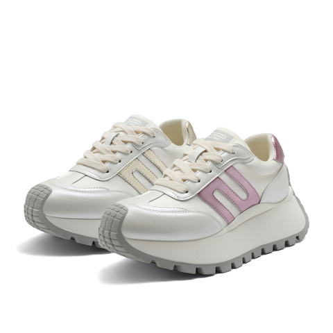 百丽复古撞色阿甘鞋女款2024春新商场同款厚底运动休闲鞋B2M1DAM4