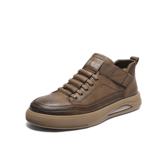 百丽高帮休闲工装鞋男2025新款冬季厚底套脚复古潮搭板鞋D3MA8DM5