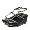 BELLE/百丽精品夏季专柜同款黑白印花羊皮女凉鞋MPP35BL5