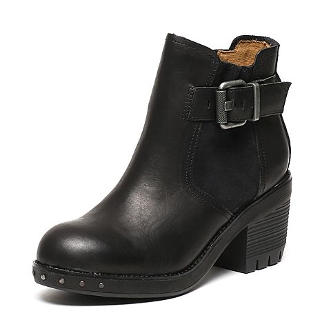 CAT卡特 专柜同款 女子黑色牛皮革/牛剖层革休闲鞋P309009F3HDR09