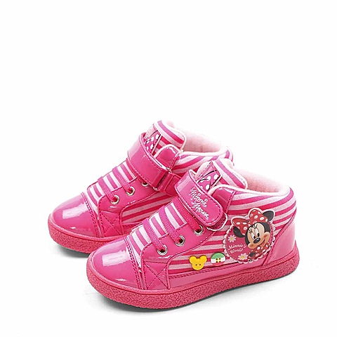 DISNEY/迪士尼冬季桃红PU女小童板鞋 S19033