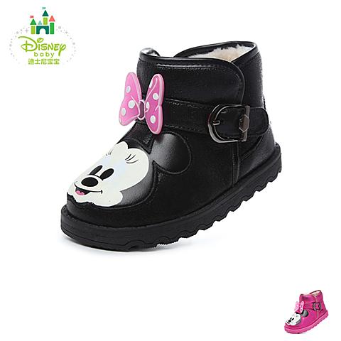 迪士尼（disney）17秋冬季新款时尚可爱卡通米妮图案舒适护脚加绒女童雪地靴DH0201
