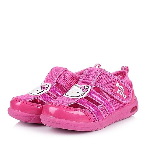 HELLO KITTY/凯蒂猫童鞋2015春季新款PU/织物桃红女婴幼童灯鞋运动鞋DI3292