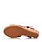 Hush Puppies/暇步士春季专柜同款桔色牛皮时尚舒适坡跟女凉鞋HIT02AL5