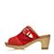 Hush Puppies/暇步士夏季专柜同款红色牛皮/羊皮时尚舒适粗高跟女拖鞋HDV08BT5