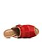 Hush Puppies/暇步士夏季专柜同款红色牛皮/羊皮时尚舒适粗高跟女拖鞋HDV08BT5