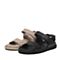 Hush Puppies/暇步士夏季专柜同款黑色牛皮纯色魔术贴男凉鞋沙滩鞋H4Q07BL7