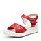Hush Puppies/暇步士夏季专柜同款红色编织镂空坡跟简约女凉鞋HLK03BL7