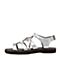 Hush Puppies/暇步士夏季专柜同款银色牛皮罗马风条带舒适平跟女凉鞋HIZ12BL7