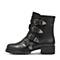Hush Puppies/暇步士冬季专柜同款黑色牛皮革粗跟女皮靴短靴P1B02DD7