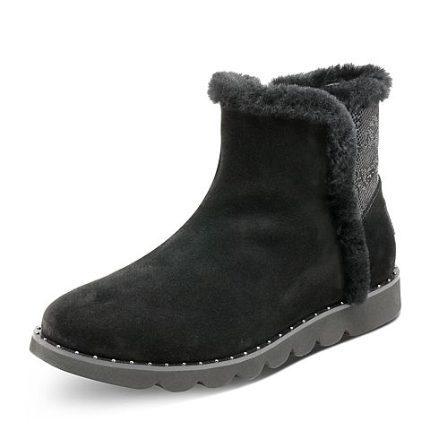 Hush Puppies/暇步士冬季专柜同款黑色舒适女休闲靴HML51DD7