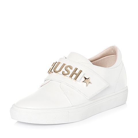 Hush Puppies/暇步士2018春季专柜同款白色牛皮字母满帮女休闲鞋M1C03AM8