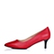Joy&Peace/真美诗秋季专柜同款大红色小牛皮革女单鞋H411DCQ5