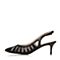 Joy&Peace/真美诗春季专柜同款黑色皮布拼接女后空凉鞋ZH421AH6
