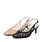 Joy&Peace/真美诗春季专柜同款黑色皮布拼接女后空凉鞋ZH421AH6