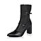 Joy&Peace/真美诗冬季专柜同款黑色时尚女皮靴中靴ZB757DZ6