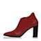 Joy&Peace/真美诗冬季专柜同款红色牛皮女皮靴粗跟高跟低筒靴短靴ZB739DD6