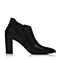 Joy&Peace/真美诗冬季专柜同款黑色牛皮女皮靴粗跟高跟低筒靴短靴ZB739DD6