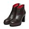 JoyPeace真美诗冬季专柜同款啡色牛皮女皮靴粗跟高跟短靴后拉链靴子ZC736DD6
