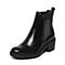 Joy&Peace/真美诗冬季专柜同款黑色牛皮方跟女皮靴短靴ZOR24DD6