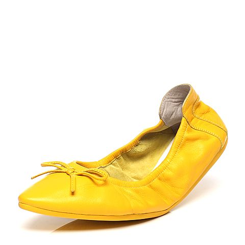 Joy&Peace/真美诗春季专柜同款黄色羊皮女休闲单鞋ZR601AQ6