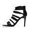 JoyPeace真美诗夏季专柜同款黑色细高跟女凉鞋ZE513BL6