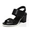 JoyPeace真美诗夏季专柜同款黑色女皮凉鞋ZS303BL6