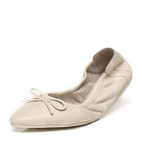 Joy&Peace/真美诗春季专柜同款米色羊皮女休闲单鞋ZR601AQ6