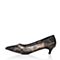 JoyPeace真美诗春季专柜同款黑色性感蕾丝网状猫跟尖头女单鞋ZR914AQ6