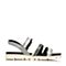 JoyPeace真美诗夏季专柜同款白黑色羊皮女凉鞋ZJ110BL6