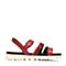 JoyPeace真美诗夏季专柜同款红黑色羊皮女凉鞋ZJ110BL6