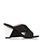 JoyPeace真美诗夏季专柜同款黑色牛皮镂空女凉鞋ZVC10BT6