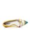 JoyPeace真美诗春季专柜同款白/黄色羊皮压花女单鞋ZR903AQ6