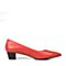 JoyPeace真美诗秋季专柜同款红色柔软羊皮粗跟尖头女单鞋ZR718CQ6