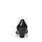JoyPeace真美诗秋季专柜同款黑色柔软羊皮粗跟尖头女单鞋ZR718CQ6