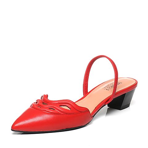 JoyPeace真美诗春季专柜同款红色羊皮女凉鞋ZR716AH7