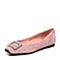 JoyPeace真美诗春季专柜同款粉色羊皮休闲女单鞋36189AQ7