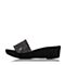 JoyPeace真美诗夏季专柜同款黑色时尚布女凉拖鞋ZF330BT7