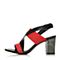 JoyPeace真美诗夏季专柜同款红/黑色粗跟女皮凉鞋ZC665BL7
